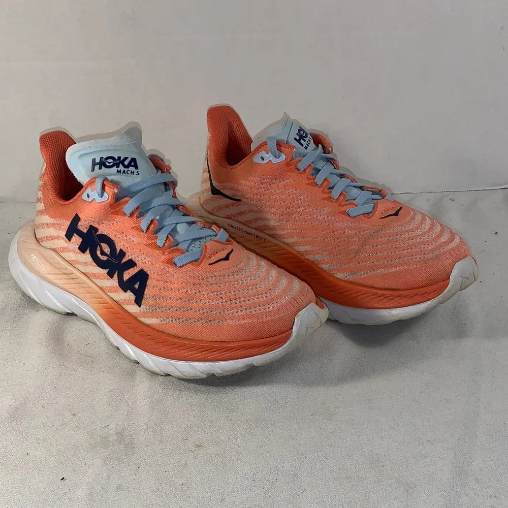 Women’s Hoka  Mach 5 ‘Camellia Peach’ Orange and White Athletic Shoes